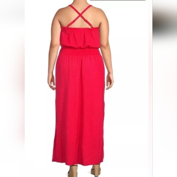 MICHAEL MICHAEL KORS Women's 2X Geranium Ring Maxi Sheath Side Split Dress New - Picture 3 of 9